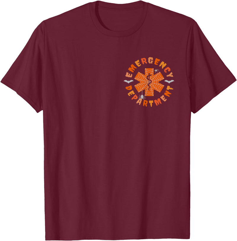 Emergency Department Halloween By AISHOPI Emergency Department Halloween Emergency Room Nursing Nurse T-Shirt - Burgundy