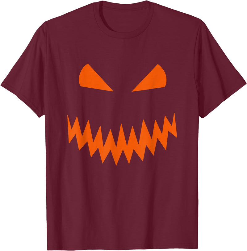 Halloween Designs. Pumpkin Jack O Lantern Scary Face Halloween Costume Graphic T-Shirt - Burgundy