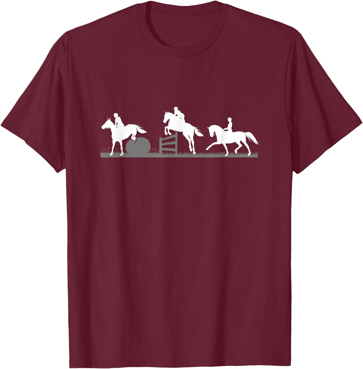Horse Jumping and Eventing Horses Tee's Event Horses T-Shirt Horse Jumping and Dressage T-Shirt - Burgundy