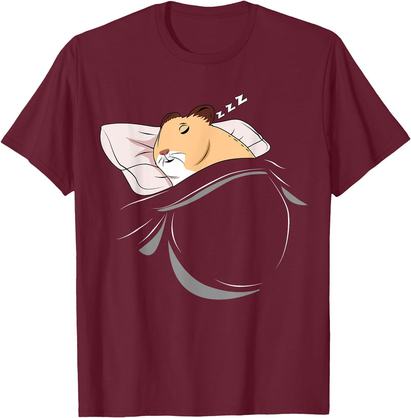 Hamster Sleeping Hammy Pajamas Nap PJs Outfit Gift Hamster T-Shirt - Burgundy