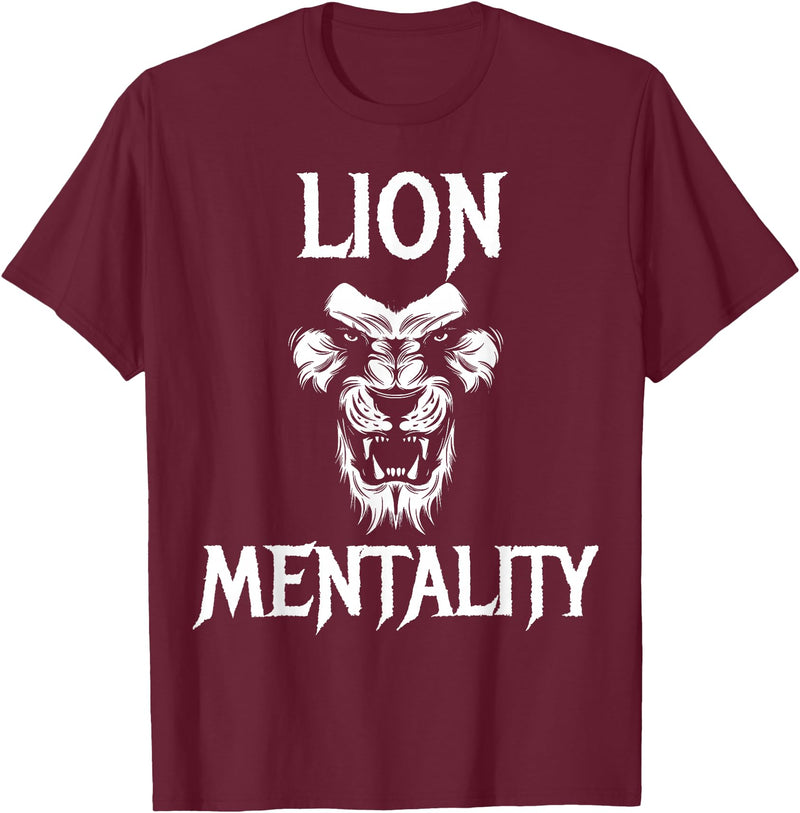 Lion Judah Shirts Animal Tees Lion Mentality Animal T-Shirt King Tees T-Shirt - Burgundy