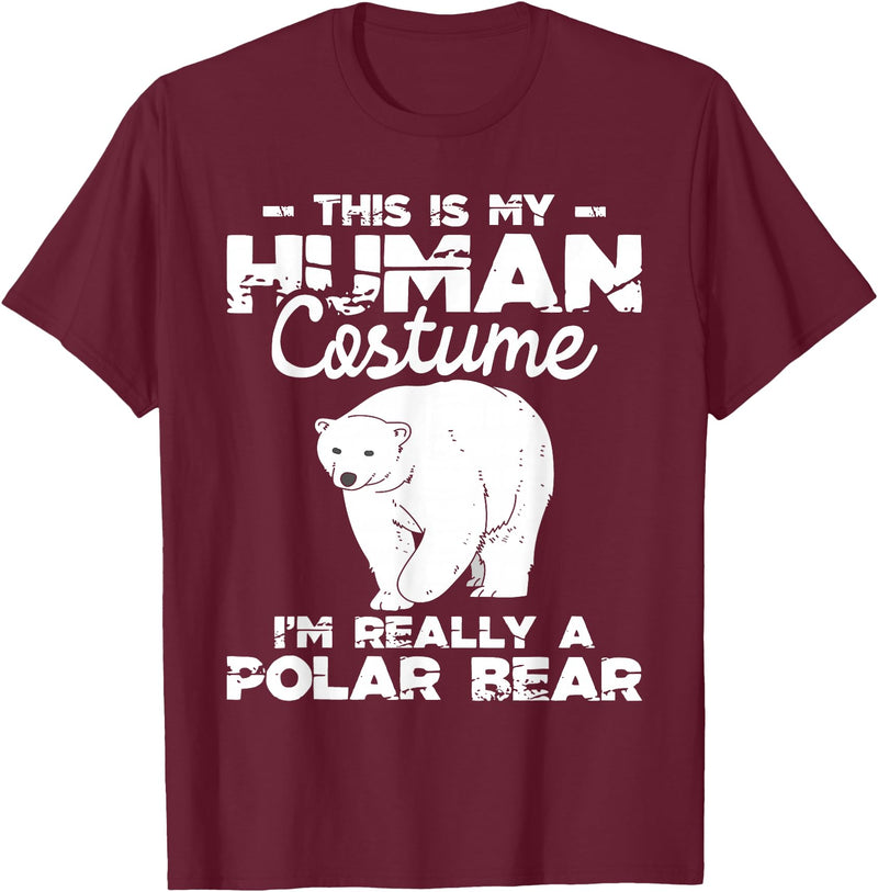 Funny Polar Bear Shirts Human Costume - Polar Bear Lover Zookeeper Wildlife T-Shirt - Burgundy