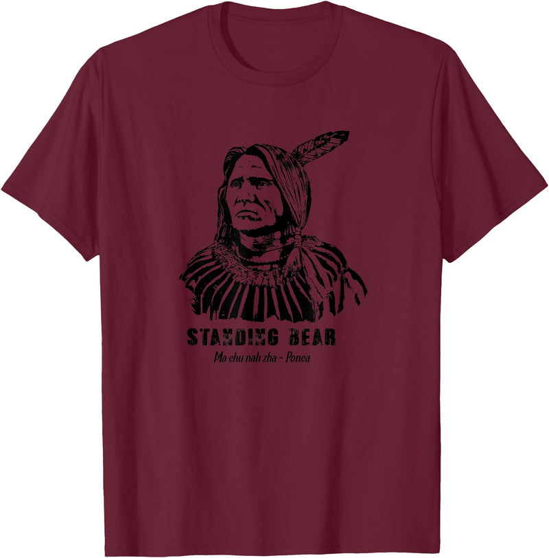 Nebraska Statue Oklahoma Court Standing Bear Ponca Tribe T-Shirt - Burgundy