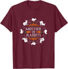 Rabbit Lovers Mother of Rabbits Cute Bunny Graphic T-Shirt in Burgundy