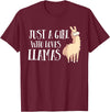 Funny Llama And Alpaca Gifts Funny Llama Girl Just A Girl Who Loves Llamas T-Shirt - Burgundy