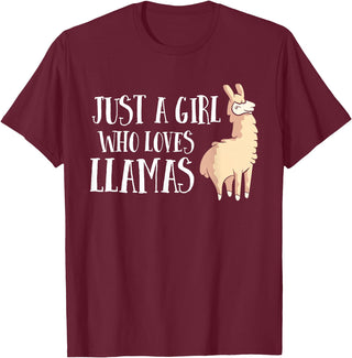 Funny Llama And Alpaca Gifts Funny Llama Girl Just A Girl Who Loves Llamas T-Shirt - Burgundy