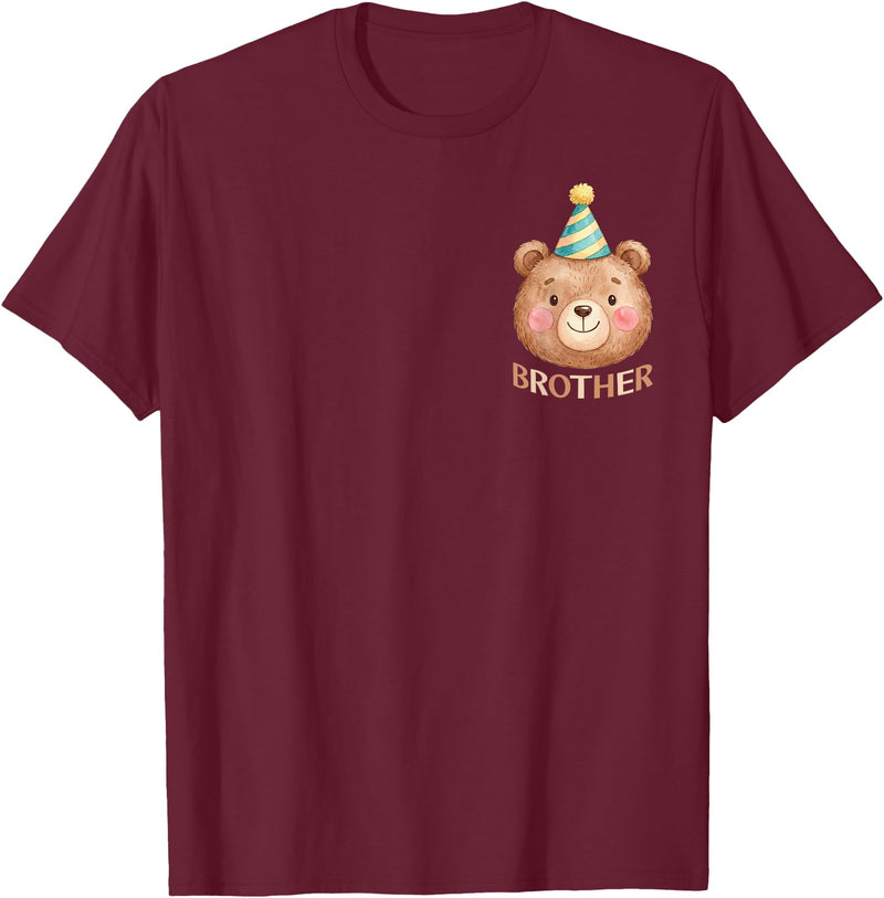 Beary First Birthday Family Matching Party TEE Brother Bear 1st Birthday Boy Girl Family Matching Party T-Shirt - Burgundy