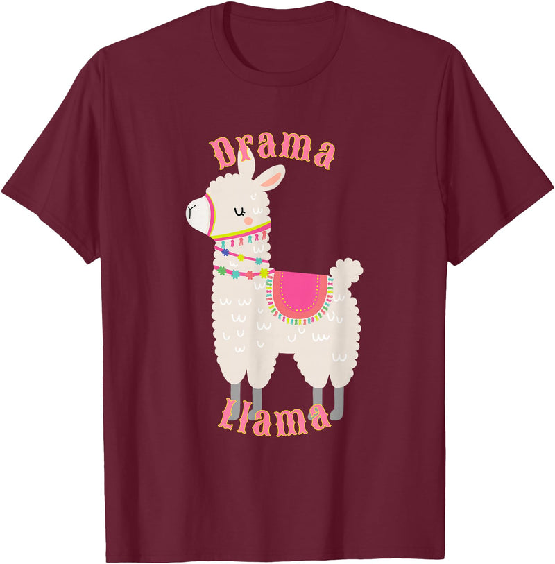Cute Llama Shirts Drama Llama T-Shirt for Adults and Kids T-Shirt - Burgundy