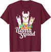 Llamas and Alpaca Gifts Llama Squad Funny Cute Llama Matching T-Shirt - Burgundy