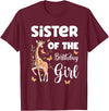 Giraffe Birthday Party by LazyPanda Giraffe Sister of the Birthday Girl Matching Family T-Shirt - Burgundy