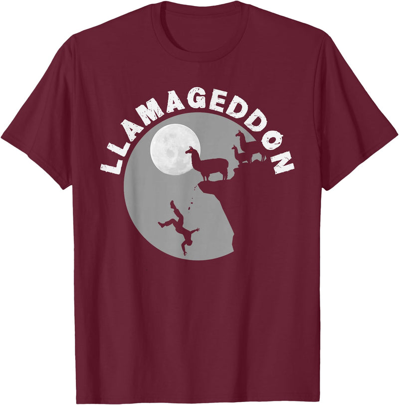 Funny Llama Tshirts for Farm Pet Animal Fans Funny Llamageddon T-Shirt for Llama Barnyard Lovers T-Shirt - Burgundy