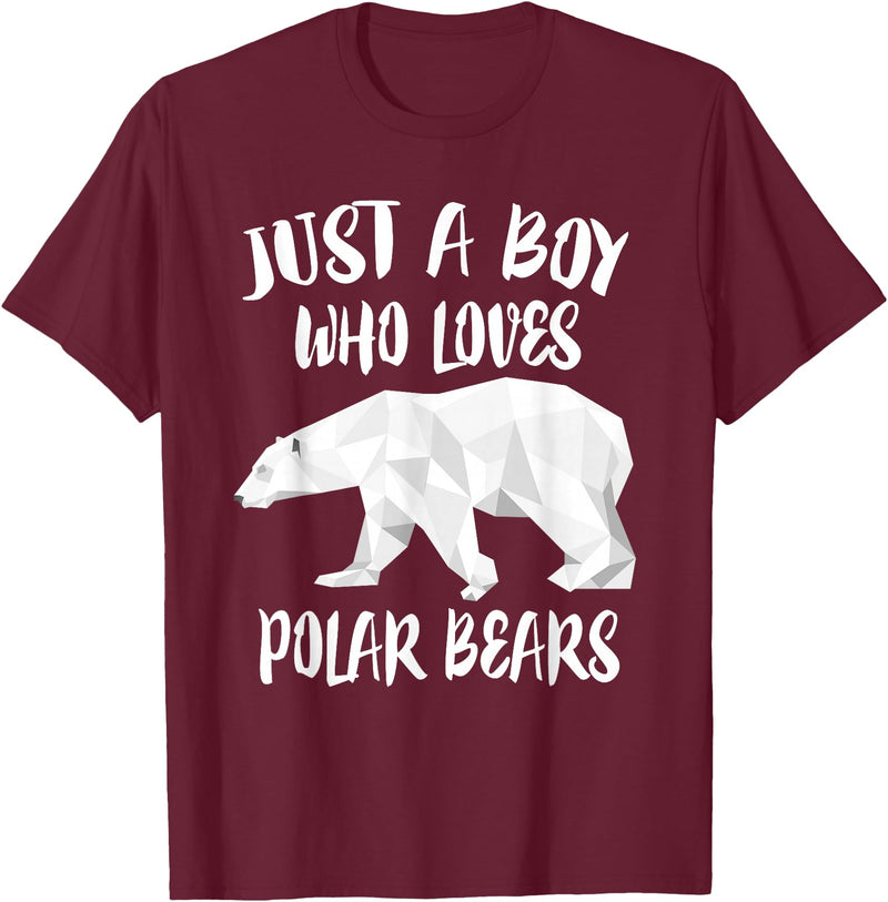 Polar Bear Lover Gift Just A Boy Who Loves Polar Bears T-Shirt Bear Lover Gift T-Shirt - Burgundy