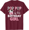 Cow Birthday Shirts For Family Men Women Cow Lover Pop Pop of The Birthday Girl Shirt Farm Cow Grandpa 1st T-Shirt - Burgundy
