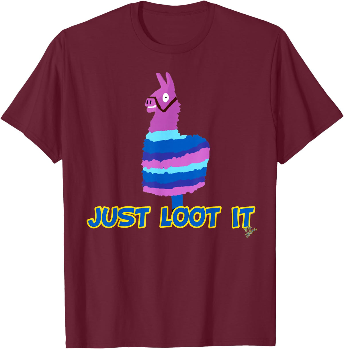 gamer shirts by jean olivier Funny llama outfit gamer outfit just loot it T-Shirt - Burgundy