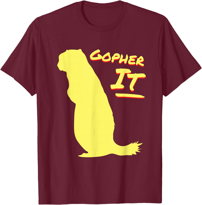 Green Cow Land Gopher It Funny Pun T-Shirt - Burgundy