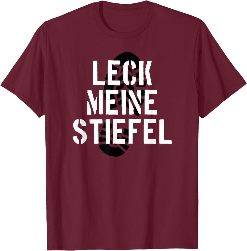 Bear Daddy Leck Meine Stiefel Lick My Boots German Gay Leather T-Shirt T-Shirt - Burgundy