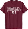 Buffalo NY by Kruzelly Vintage Buffalo New York 716 T-Shirt - Burgundy