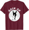 Funny Rock on Bunny Rabbit Shadow Puppet Rock N Roll Hand T-Shirt in Burgundy