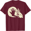 Funny Rabbit Animal Bunny Lover Shadow Play Pun Gift T-Shirt in Burgundy