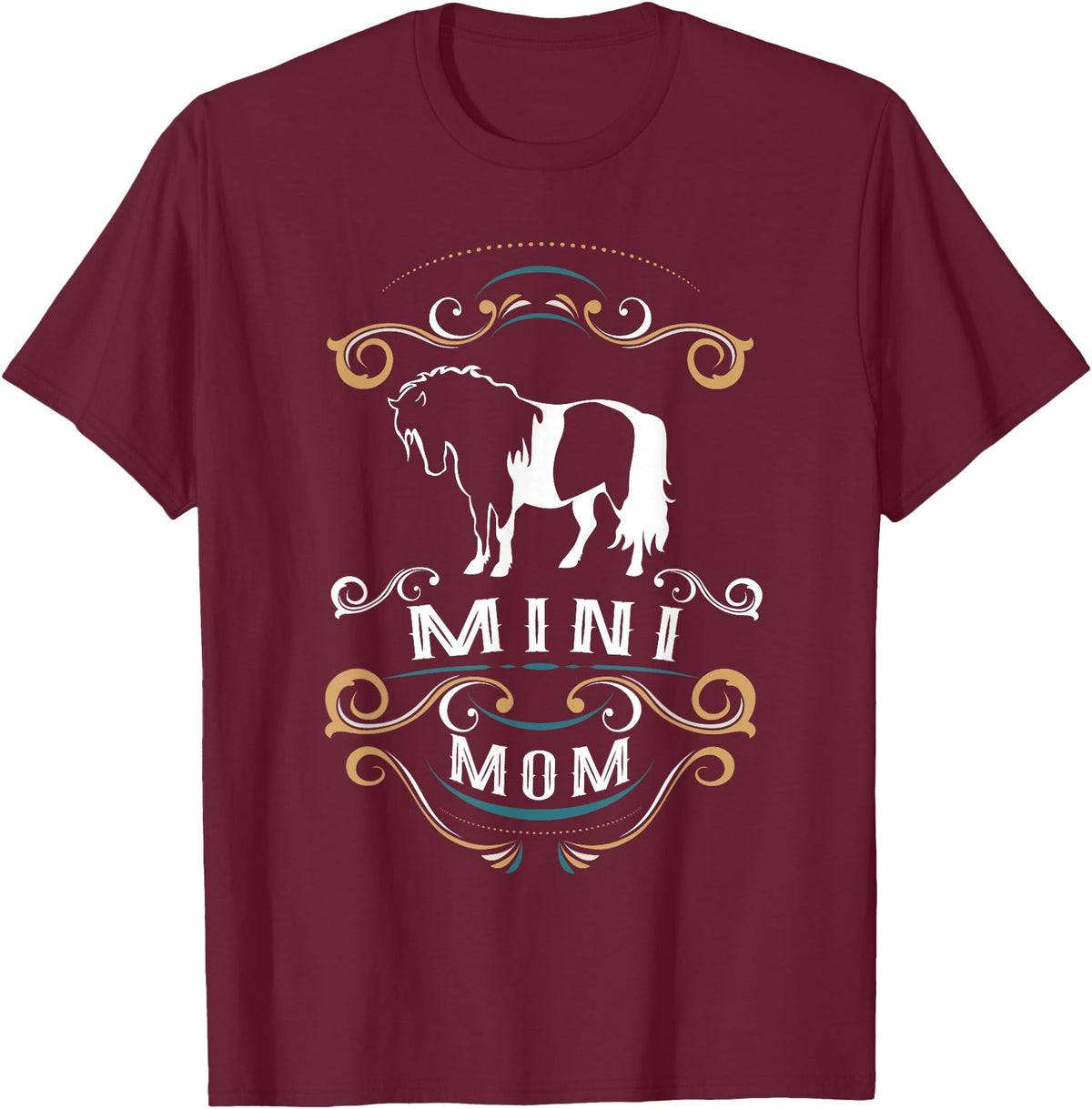 NIckerStickers Mini Mom | Trending Miniature Horse T-Shirt - Burgundy