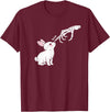 Cute Skeleton Hand Boop Bunny Rabbit Funny Easter Day T-Shirt in Burgundy