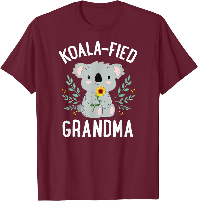 Mothers Day Stuff for Mom from Daughter or Son Koalafied Grandma Koala Bear Sunflower Floral Mothers Day T-Shirt - Burgundy