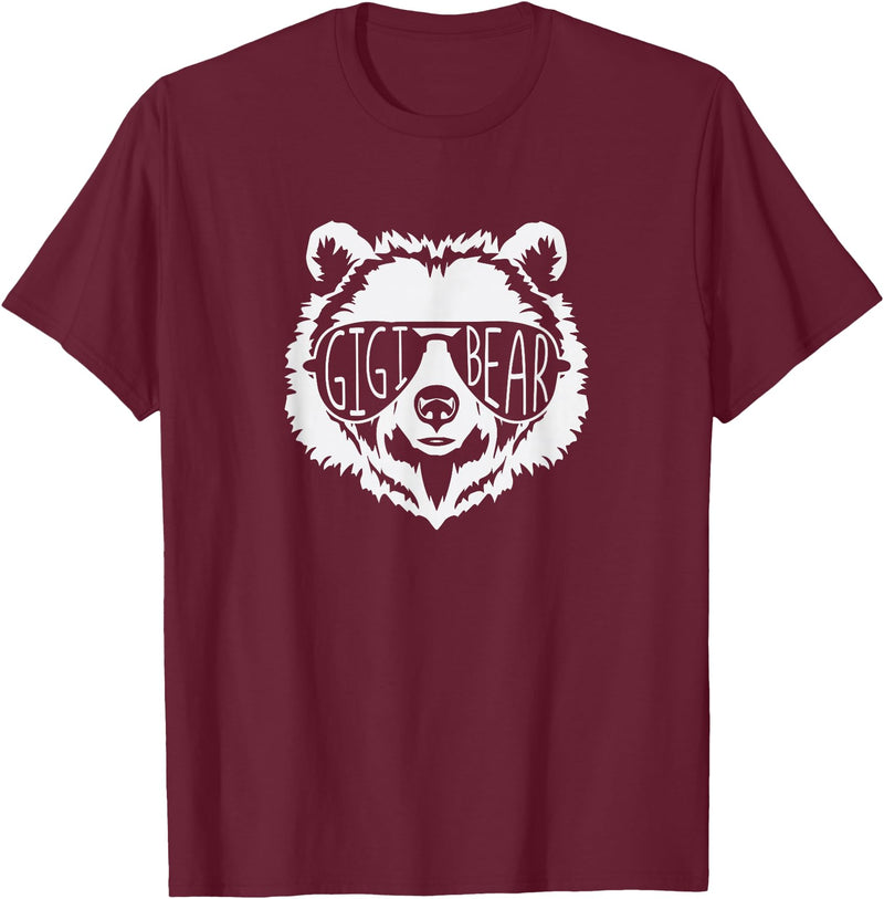 gigi Bear Family Apparel Gigi Bear Face with Sunglasses T-Shirt - Burgundy