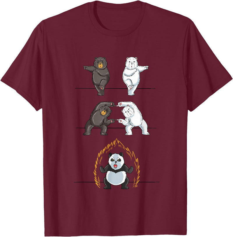 Adorable Panda Shirts Funny Panda T-Shirt Panda Fusion Gift Shirt Cute Polar Bear T-Shirt - Burgundy