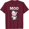 Moo Cow Funny Farmer Cow for Adults Kids Boys and Girls T-Shirt - Burgundy