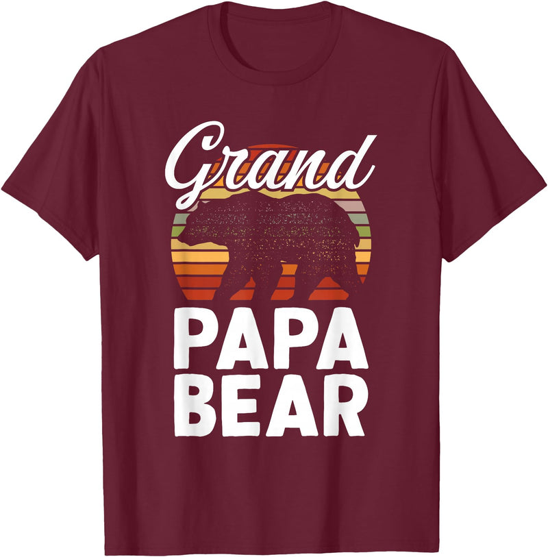 Crazy Grandpa Apparel & Gifts Fun Grandpa Animal Sunset Graphic - Grandpapa Bear T-Shirt - Burgundy