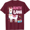 Family Matching Llama Birthday Party Supplies Auntie Llama Aunt Of The Birthday Llama Birthday T-Shirt - Burgundy