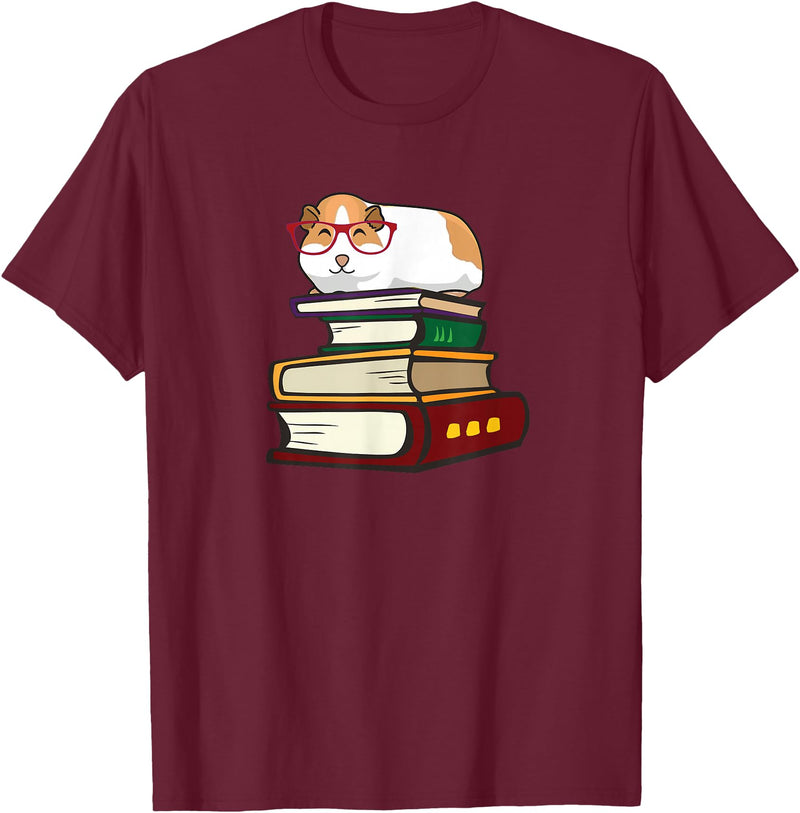 Kids Wheek Cavy Mom Gift T Shirts & Hoodies Cute Reading Books Merch Girls & Boys Guinea Pig Lover T-Shirt - Burgundy