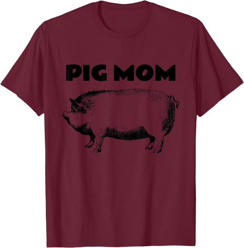 Cute Pig T-Shirts Pot Belly Pig Gifts Tees T Shirt Cute Pot Belly Pig Shirt-PIG MOM Pig Lovers T Shirt T-Shirt - Burgundy