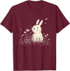 Bunny Rabbit Chibi Japanese Kawaii Cute Animal Alt Aesthetic T-Shirt in Burgundy