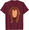The Easy Costume Idea Shop Bear Halloween Costume Shirt - Brown Grizzly Bear T-Shirt - Burgundy