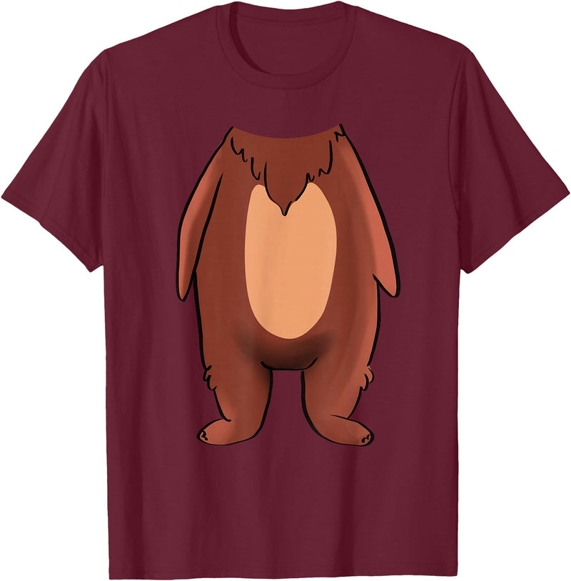 The Easy Costume Idea Shop Bear Halloween Costume Shirt - Brown Grizzly Bear T-Shirt - Burgundy