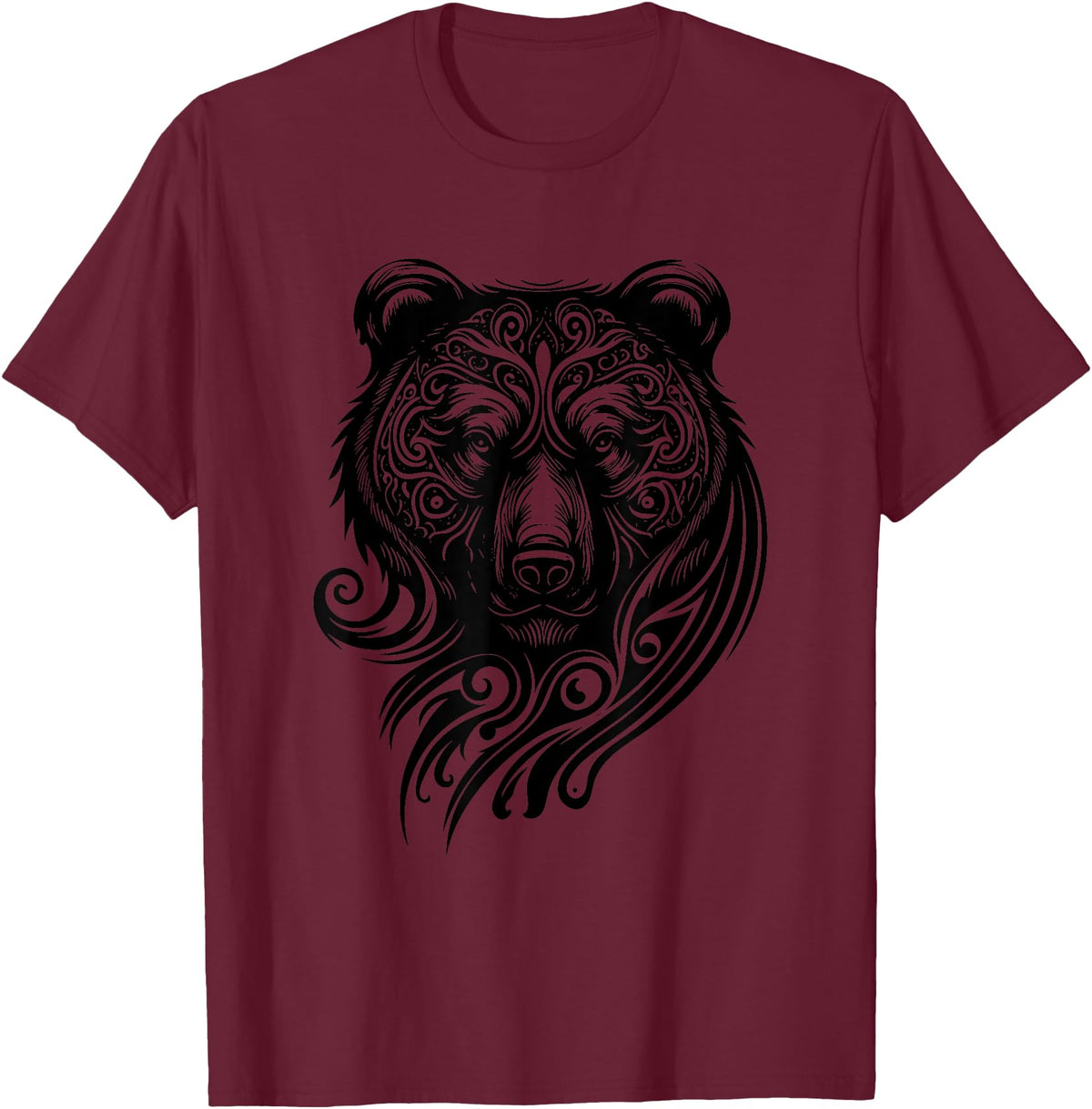 Best Tribal Tattoo Designs I Trends I Born for Art Bear Grizzly Nordic Indian Celtic Mythology Wild Animal Fan T-Shirt - Burgundy