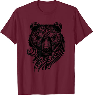 Best Tribal Tattoo Designs I Trends I Born for Art Bear Grizzly Nordic Indian Celtic Mythology Wild Animal Fan T-Shirt - Burgundy