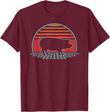 Pig Retro Vintage Style Pig Lover Farmer Farm Animal Retro Vintage 80s Style T-Shirt - Burgundy
