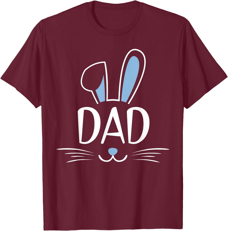 Dad Bunny Rabbit Face Family Group Easter Father's Day T-Shirt in Burgundy