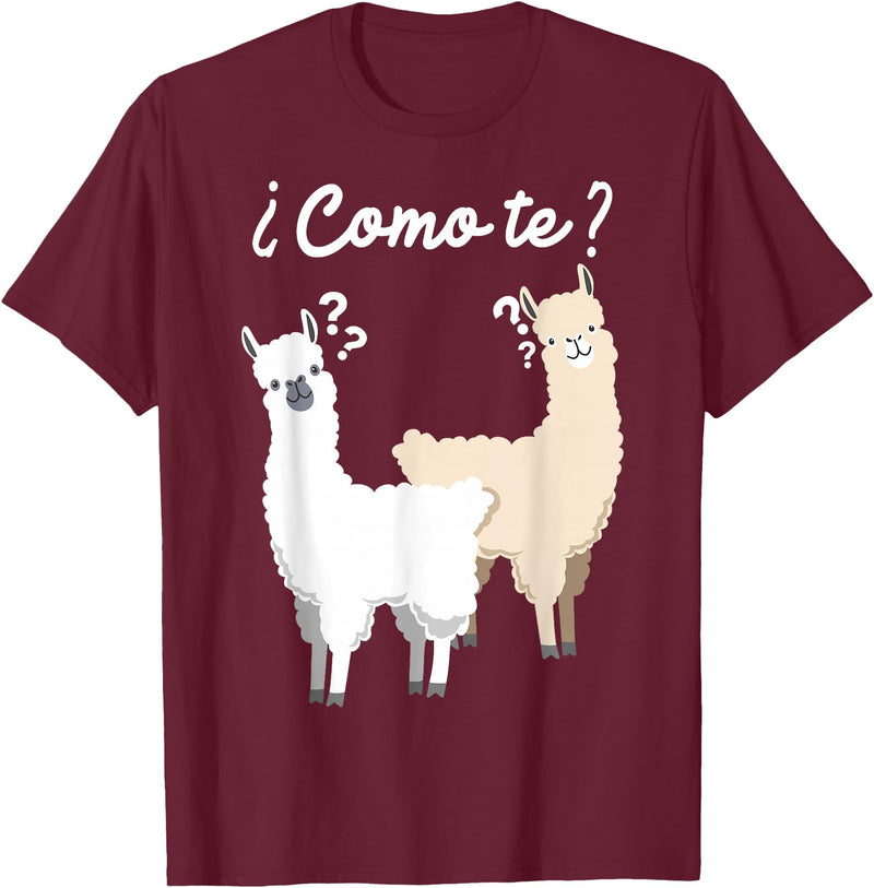 Spanish design | Llama gift | Funny Spanish design Funny Spanish gift, Como Te Llama, Llama design T-Shirt - Burgundy