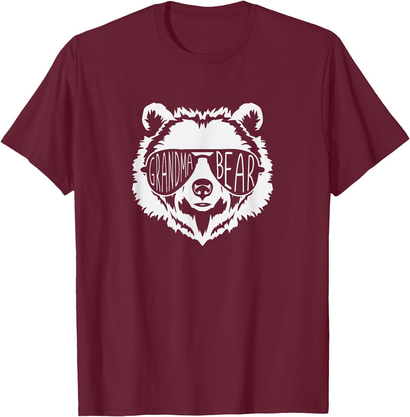 grandma Bear Family Apparel Grandma Bear Face with Sunglasses T-Shirt - Burgundy