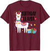 Matching Llama Birthday Party Supplies Birthday Llama Girl Birthday Party Llama Birthday Outfit T-Shirt - Burgundy