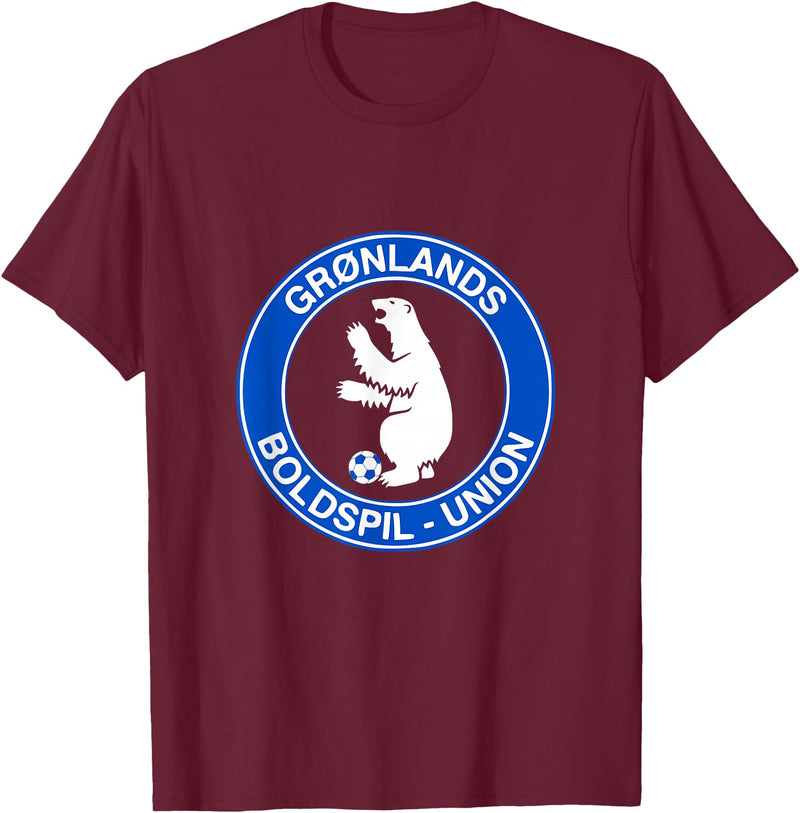 Bosco T. Jones Football Designs Greenland Polar Bear Football (Soccer) Shirt T-Shirt - Burgundy