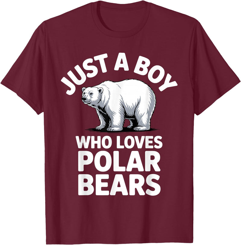 Polar Bear Gift Polar Bear Accessories & Stuff Cute Polar Bear Art for Boys Kids Men Arctic Polar Bear T-Shirt - Burgundy
