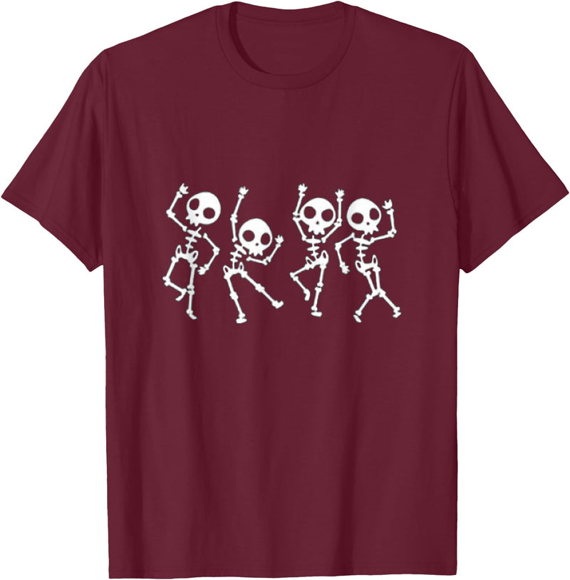 halloween costumes skeleton halloween dabbing and dancing tshirt T-Shirt - Burgundy