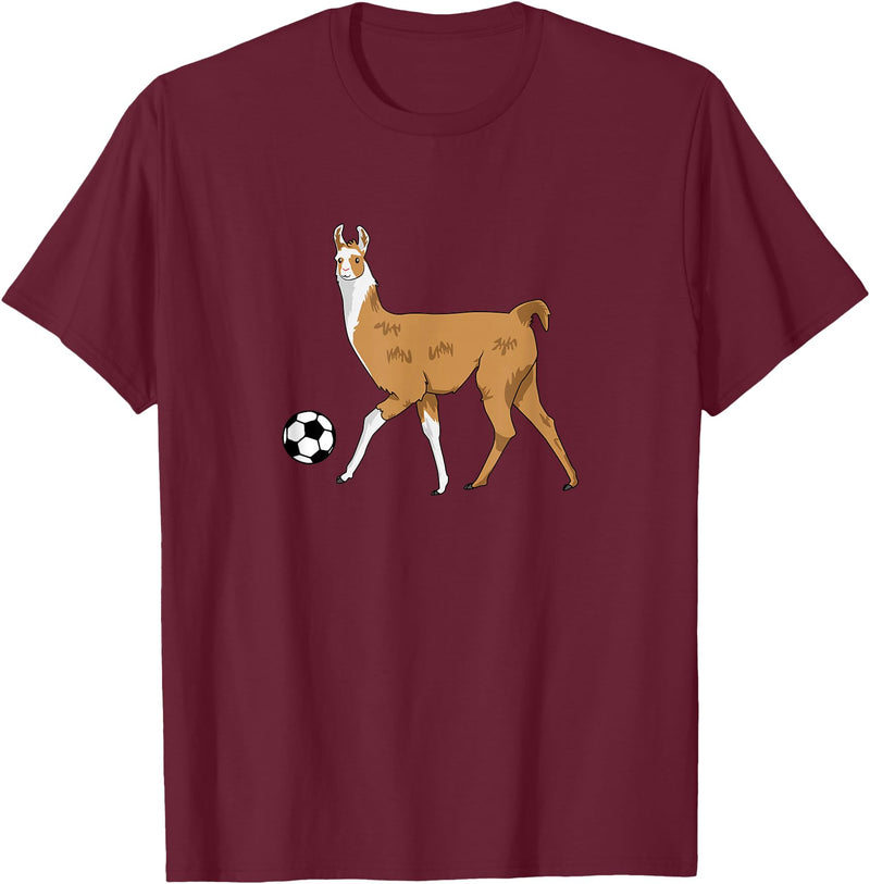 Cute Soccer Llama Tees Soccer Llama Futbol Llama T-Shirt - Burgundy