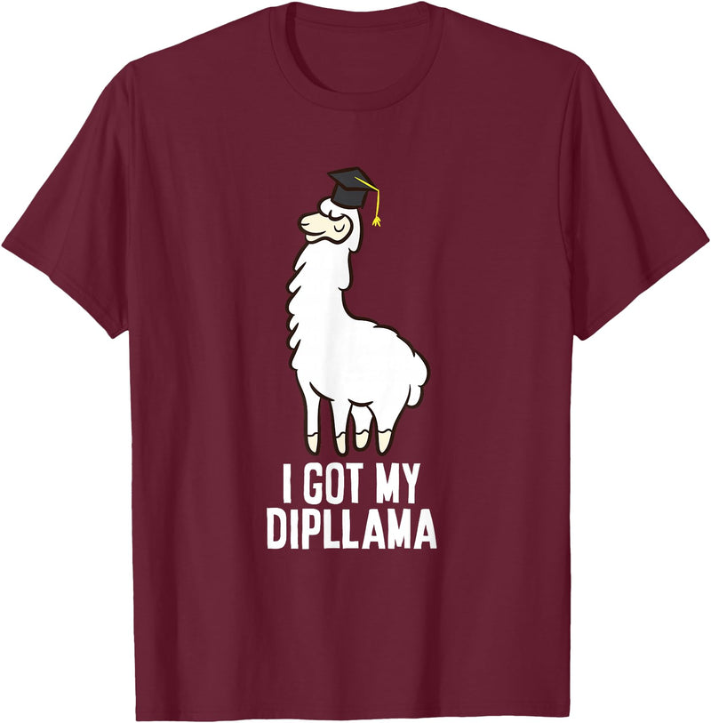 Funny Llamas Gifts LLama Graduation I Got My Dipllama Cute Llama T-Shirt - Burgundy