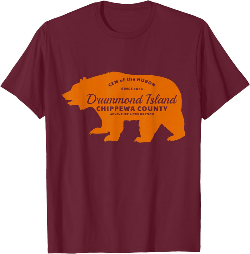 Crane Street Design Drummond Island Bear - T T-Shirt - Burgundy