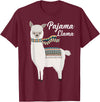 Llama Pajamas GA Cute Pajama Llama Bed Time T-Shirt Llama Pajama T-Shirt - Burgundy
